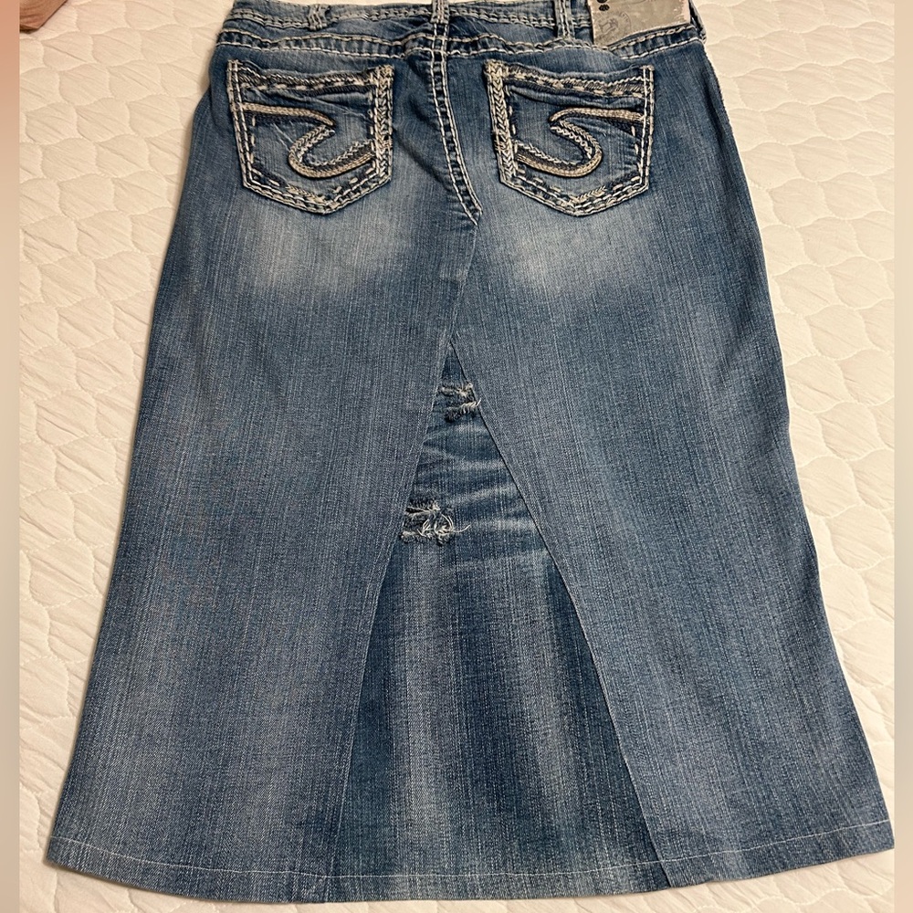 Upcycled Silver Jeans Denim Skirt